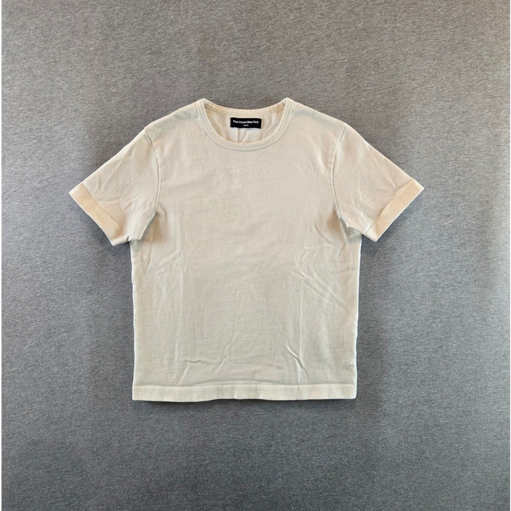 Pool House New York T Shirt Mens Small Cream Silverlake Crop Tee II Heavyweight